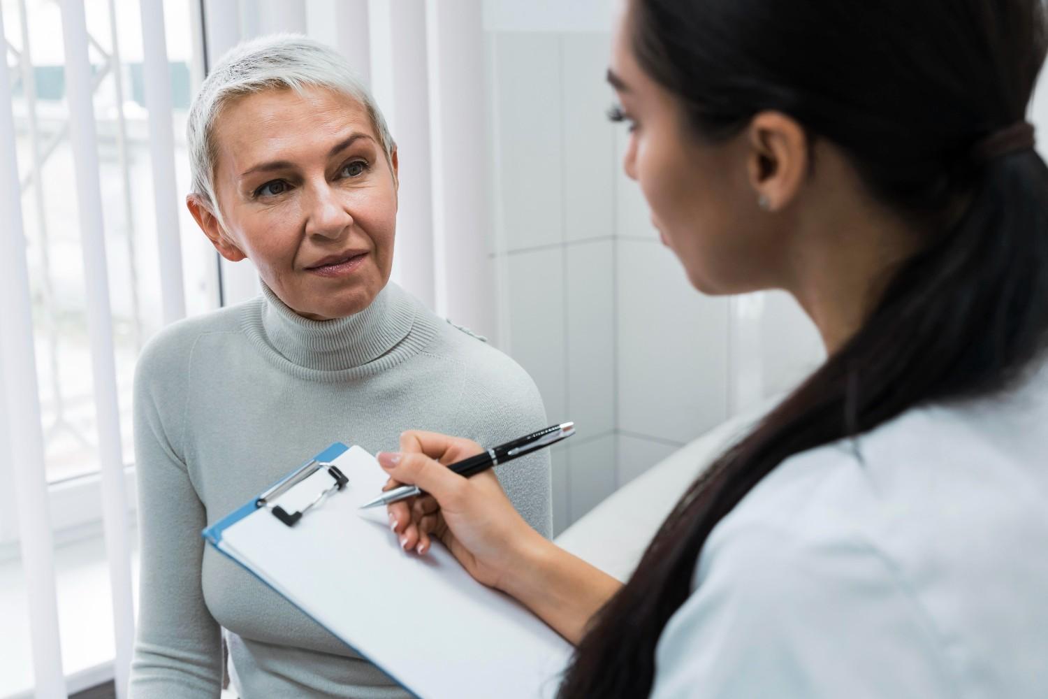 Woman consulting with a healthcare professional